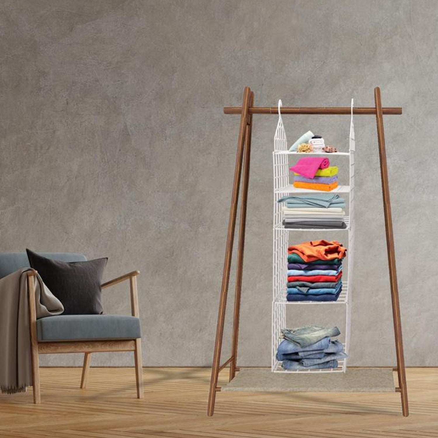 Multipurpose 5 Layer Folding Clothes Storage Racks||Closet for Students Wardrobe Shelves Socks, Scarf, t-Shirt, etc||Hanging Organizer Storage Holders & Racks Multipurpose 5 Layer Folding Clothes Storage Racks||Closet for Students Wardrobe Shelves Socks, Scarf, t-Shirt, etc||Hanging Organizer Storage Holders & Racks